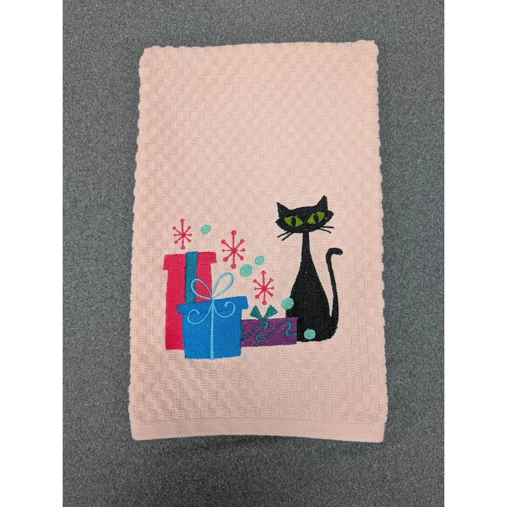 Christmas Mid Mod Atomic 1950's Holiday Gifts Kitchen Bath Bar Tea Hand Towel